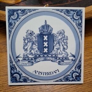 Delft Amsterdam Blue and White Plateel Bakkery Schoonhoven Decorative Tile